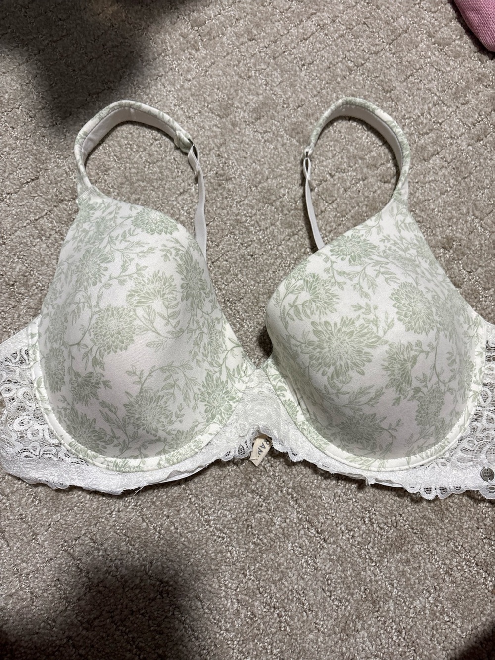 Lucky Brand Plus Size Green And White Floral Bra 42D